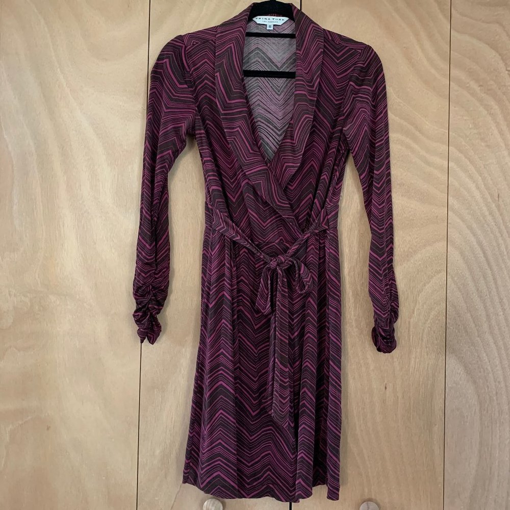 Trina Turk 100% Silk Wrap Dress